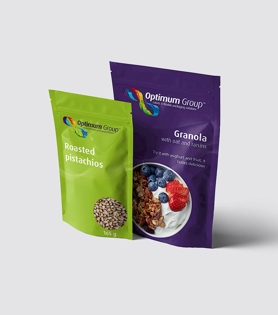 Pouches, Optimum Group™ HP-ETIKETT, Etiketten, flexible Verpackungslösungen, Etikettendruckerei